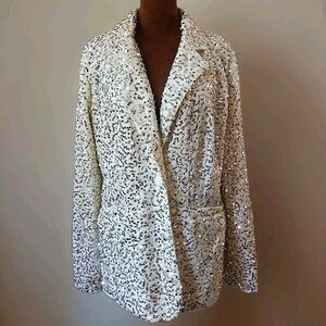 Joan Rivers Red Carpet Velvet Sequin Blazer Size S Silver Cream Sparkles